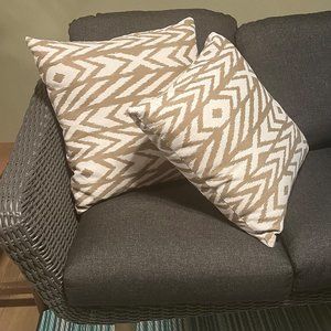 2 Tan & White Modern Outdoor Pillows from Article
